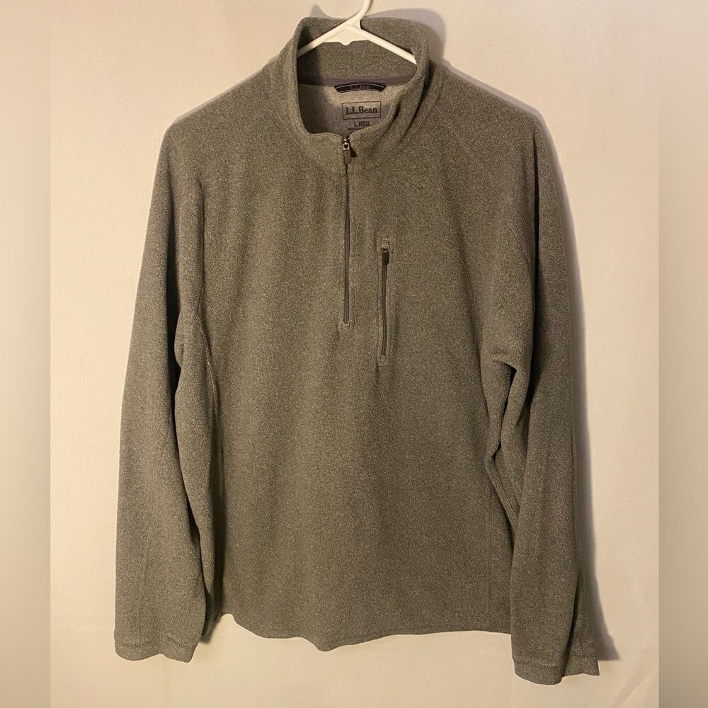 L.L Bean 1/4 Men's Large Trail Fleece Quarter-Zip Gray Jacket Coat Sweater EUC